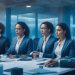 A cinematic editorial image of a diverse group of Latin American professionals collaborating intensely around futuristic digital interfaces and holographic AI data visualizations in a modern tech office, symbolizing the region’s dynamic data annotation industry driving global AI innovation in 2025.