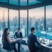 A dynamic, cinematic editorial image showing a diverse team of professionals collaborating over digital data visualizations and AI diagrams in a modern Singapore office, with the iconic city skyline visible through large windows, symbolizing cutting-edge data annotation fueling AI innovation in 2025.